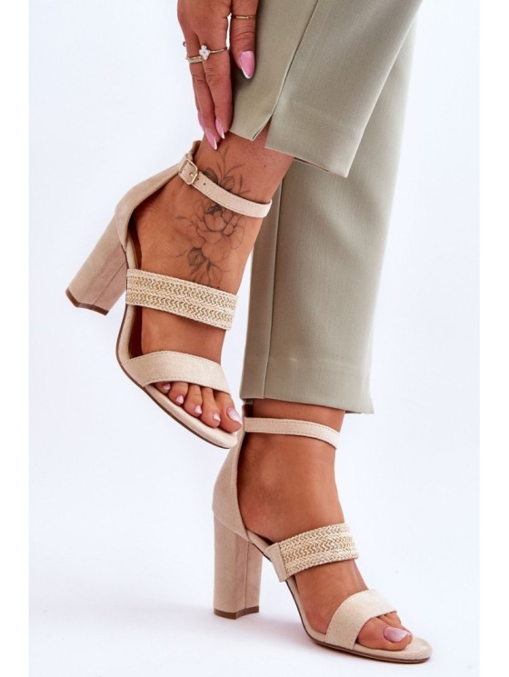 Suede Sandal With Braided Heel Strap Beige Roselia 2