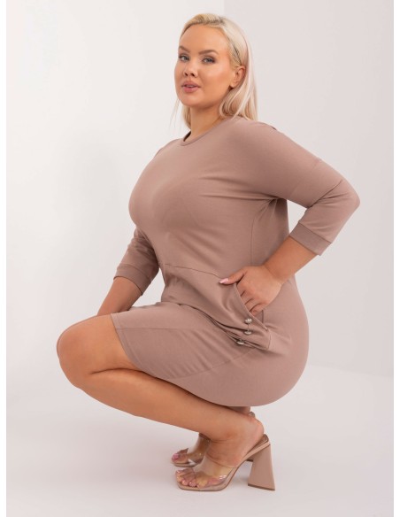 Sukienka-RV-SK-9390.32-ciemny bezowy