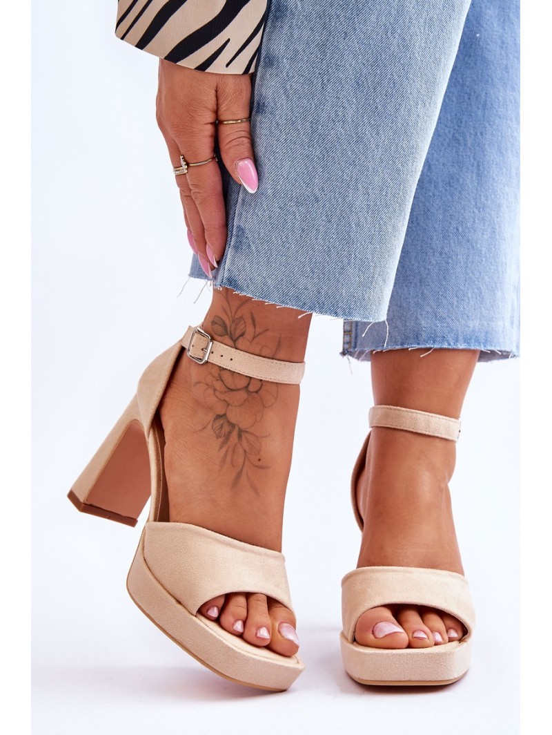 Suede Classic Platform Sandals Beige Classy