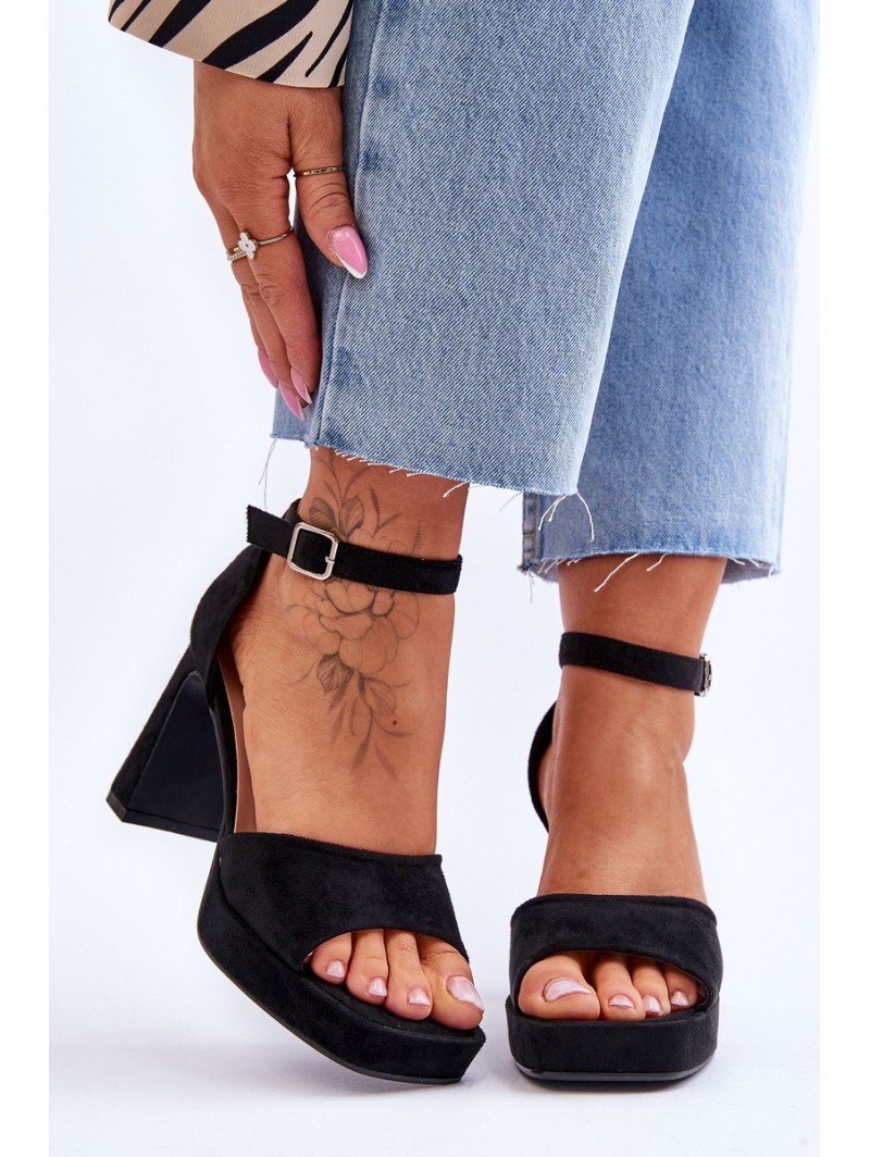 Suede Classic Platform Sandals Black Classy