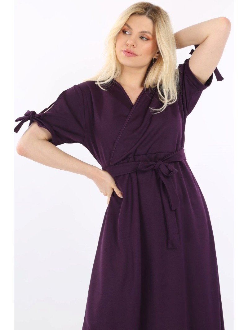 Ilga tamsiai violetinė suknelė su dirželiu ❤️ Suknelės apkūnioms