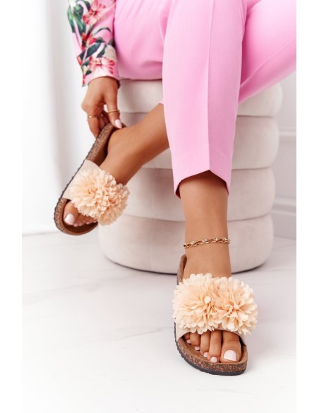 Slippers On The Cork Sole Beige Flowerbomb