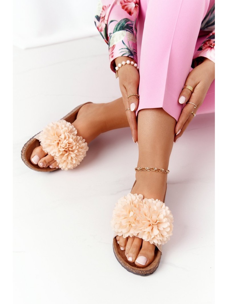 Slippers On The Cork Sole Beige Flowerbomb