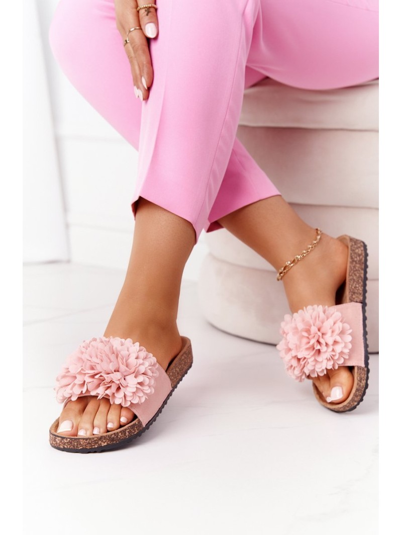 Slippers On The Cork Sole Pink Flowerbomb