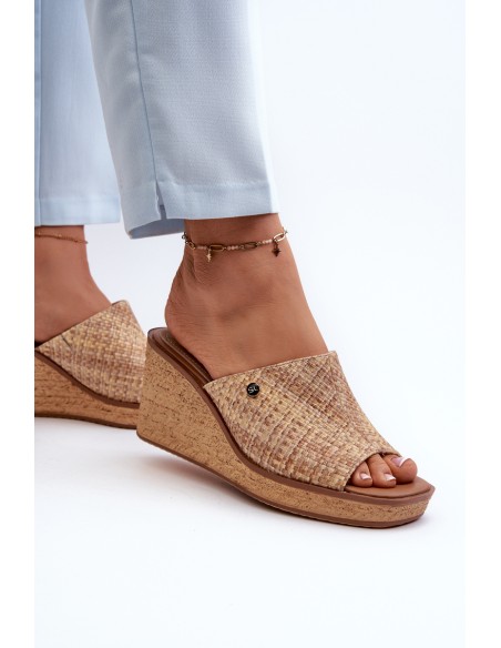Women's Wedge Sandals Sergio Leone KL213 Beige