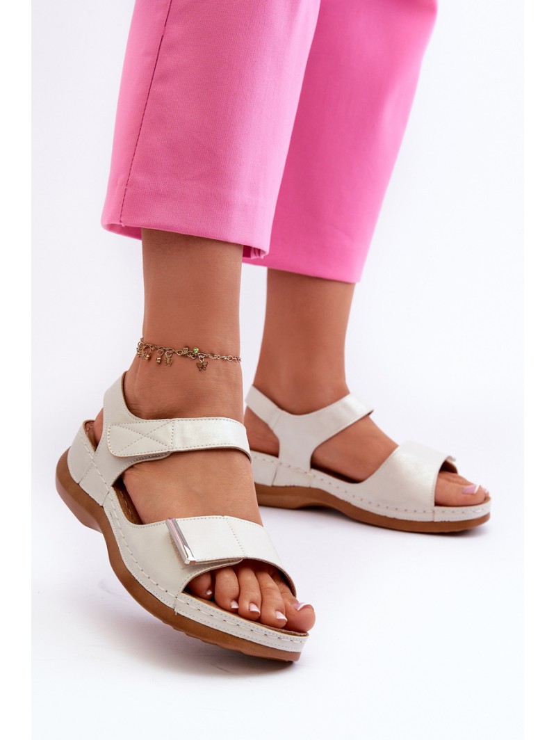 Comfortable Women's Sandals with Velcro Silver Iphiope