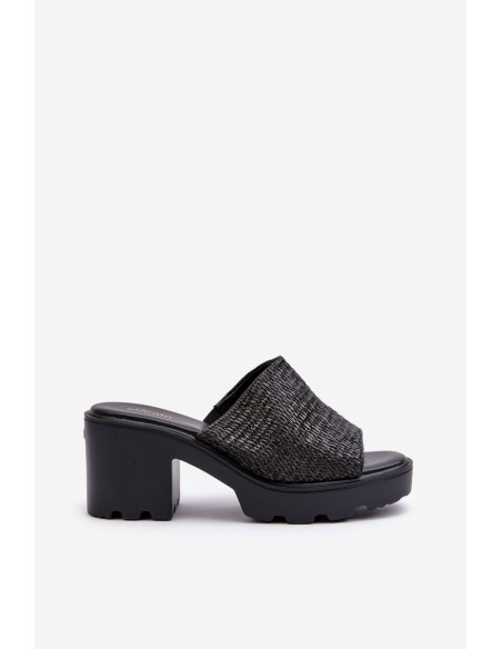 Women's Sandals with Weave on Heel Black Titantha