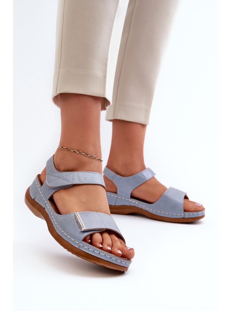 Comfortable Women's Sandals with Velcro Blue Iphiope