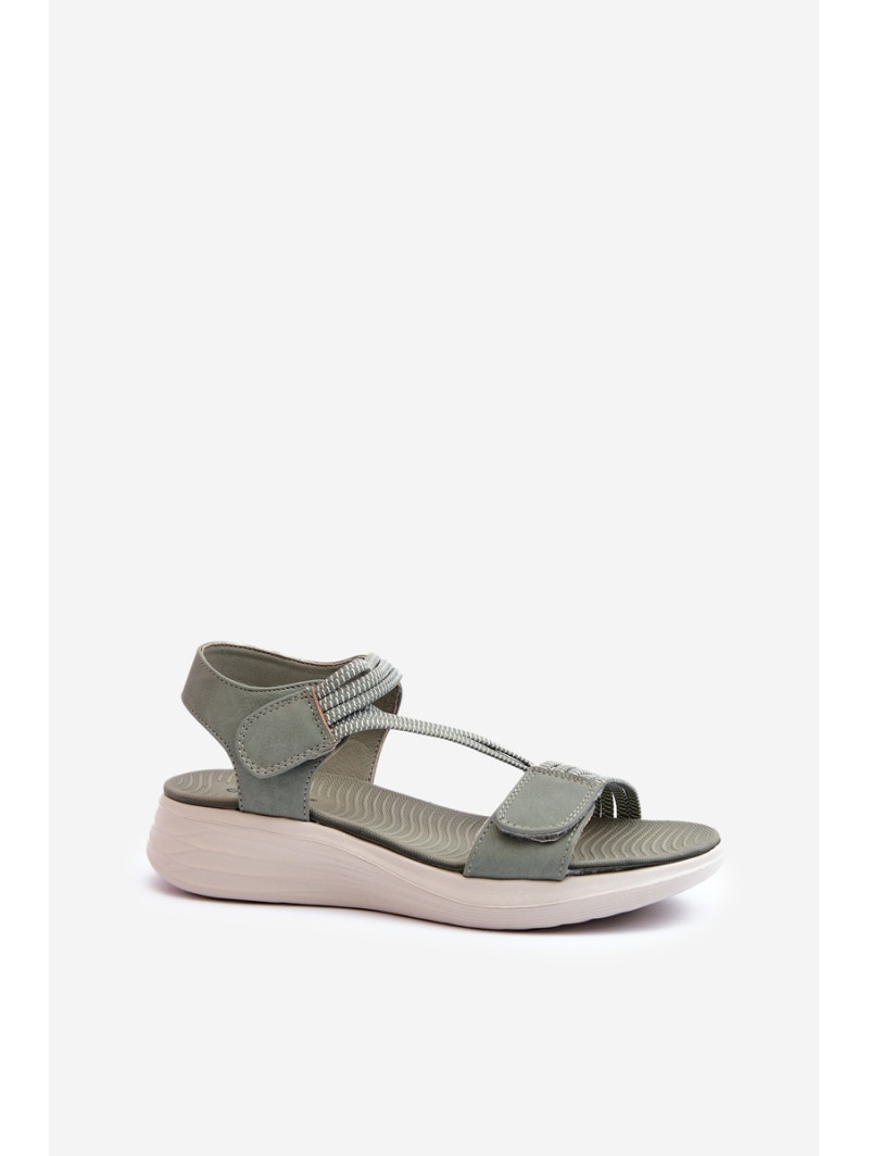 Women's Comfortable Green Velcro Sandals Eladora