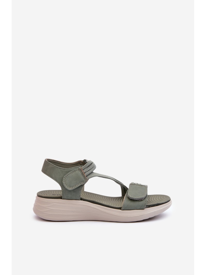 Women's Comfortable Green Velcro Sandals Eladora
