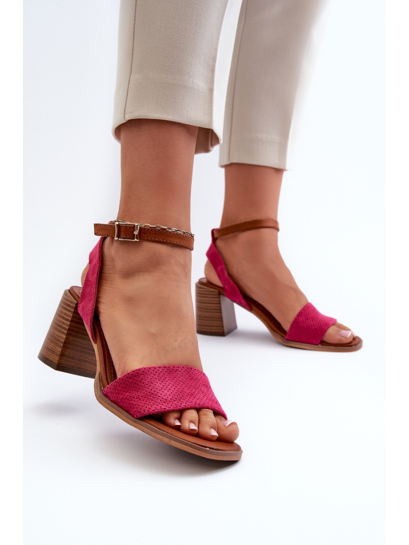 Women's High Heel Sandals in Fuchsia Eco-Suede Ronvia