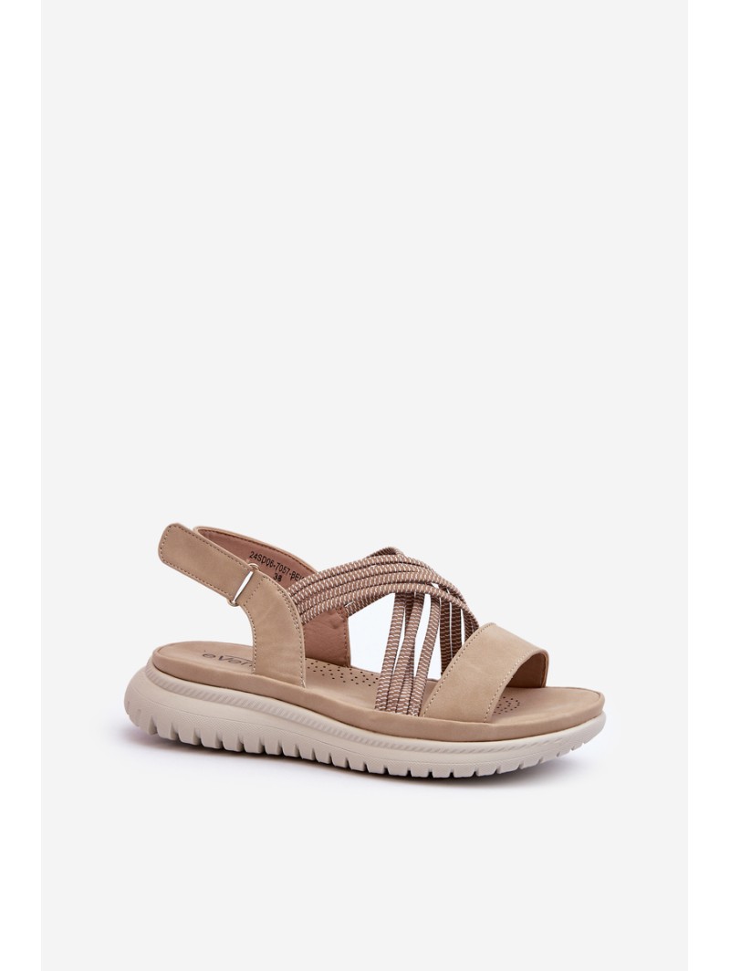 Light Women's Comfortable Velcro Sandals Beige Ceclea
