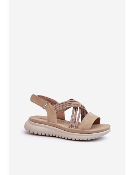 Light Women's Comfortable Velcro Sandals Beige Ceclea