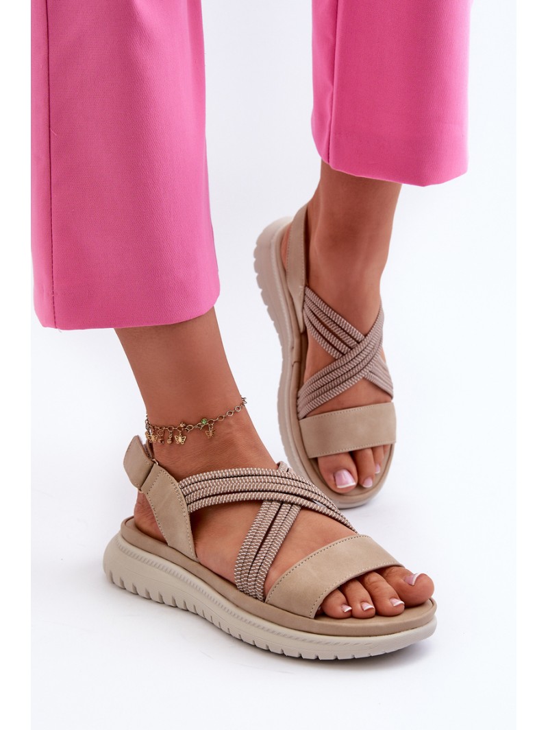 Light Women's Comfortable Velcro Sandals Beige Ceclea