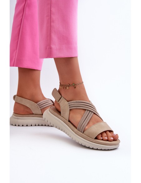 Light Women's Comfortable Velcro Sandals Beige Ceclea