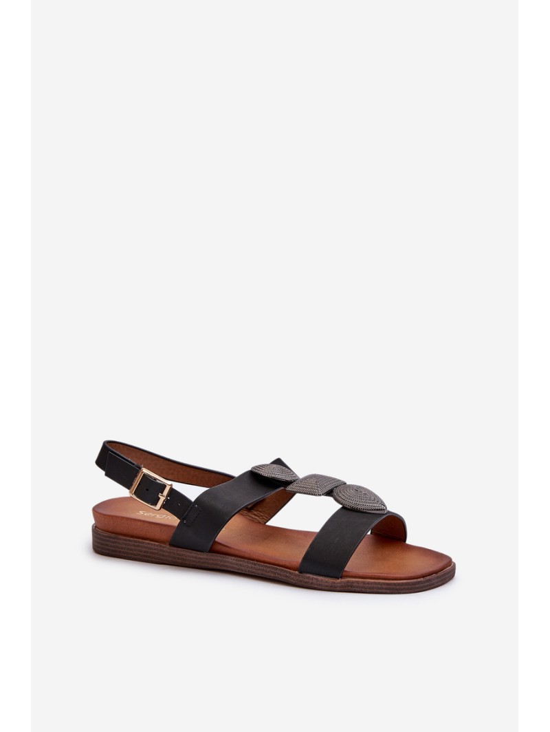 Women's Flat Sandals With Decorations Sergio Leone SK072H Black