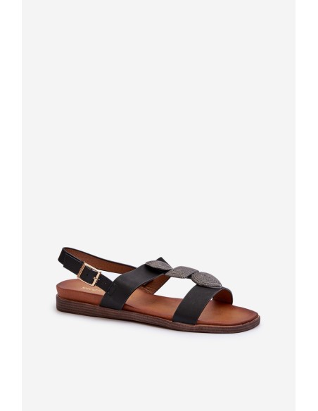 Women's Flat Sandals With Decorations Sergio Leone SK072H Black