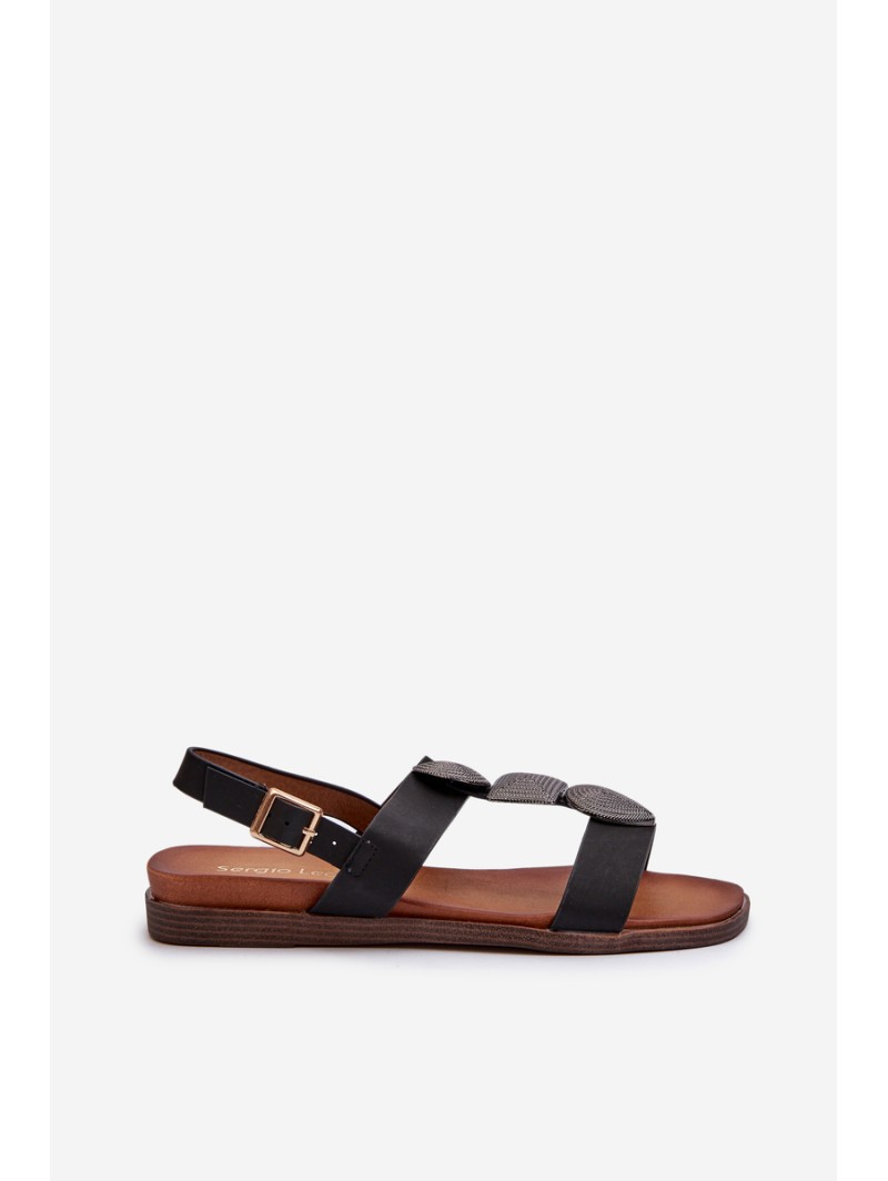 Women's Flat Sandals With Decorations Sergio Leone SK072H Black