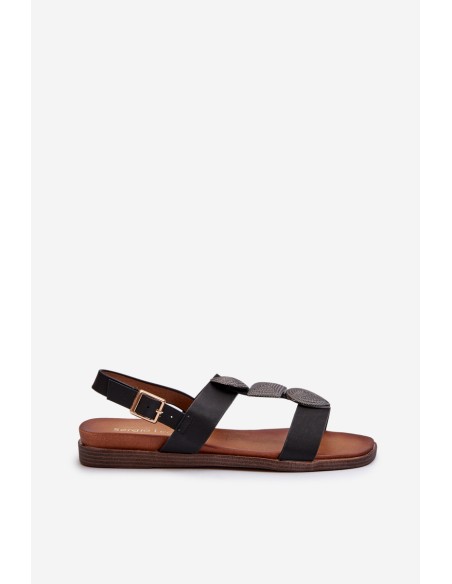 Women's Flat Sandals With Decorations Sergio Leone SK072H Black