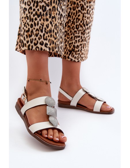 Women's Flat Sandals With Embellishments Sergio Leone SK072H White