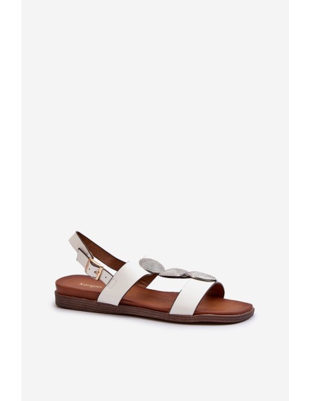 Women's Flat Sandals With Embellishments Sergio Leone SK072H White