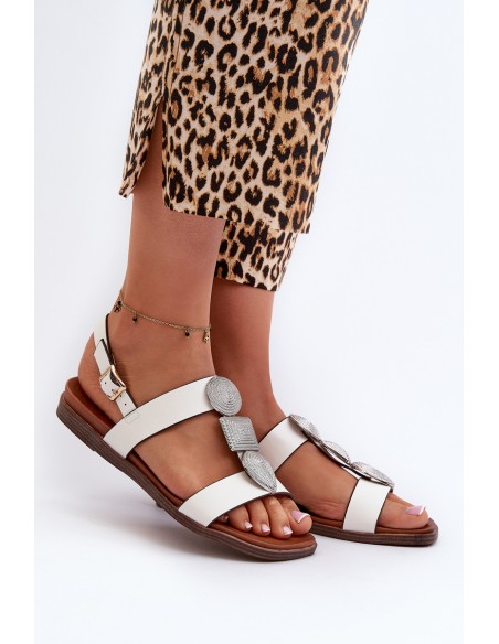 Women's Flat Sandals With Embellishments Sergio Leone SK072H White