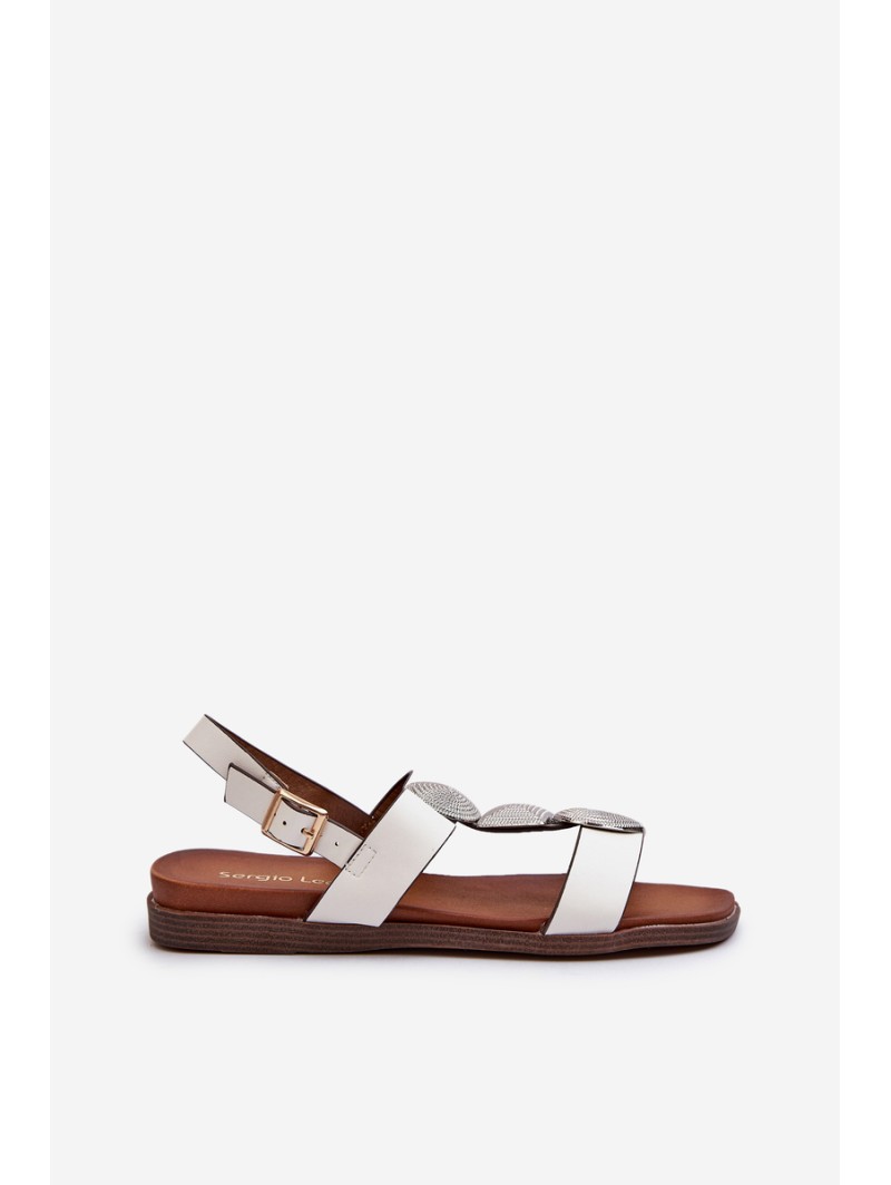 Women's Flat Sandals With Embellishments Sergio Leone SK072H White