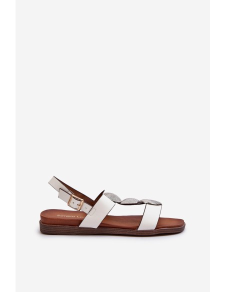 Women's Flat Sandals With Embellishments Sergio Leone SK072H White
