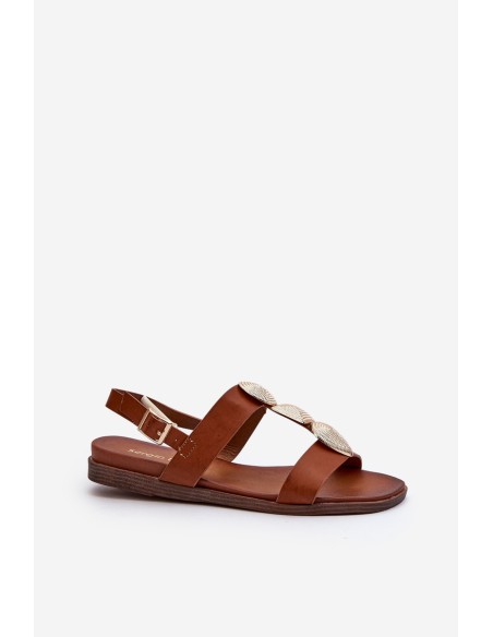 Women's Flat Sandals With Embellishments Sergio Leone SK072H Brown