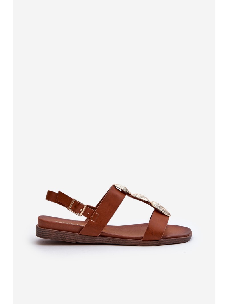 Women's Flat Sandals With Embellishments Sergio Leone SK072H Brown