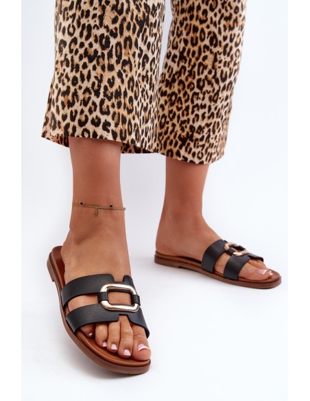 Flat Women's Flip-Flops Made of Eco Leather Sergio Leone SK077H Black