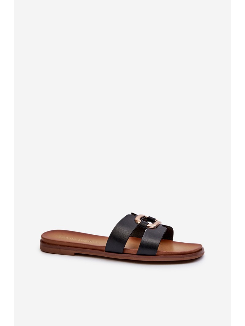 Flat Women's Flip-Flops Made of Eco Leather Sergio Leone SK077H Black