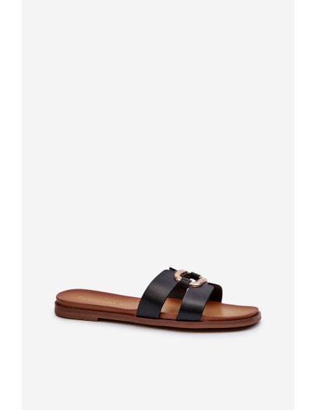 Flat Women's Flip-Flops Made of Eco Leather Sergio Leone SK077H Black
