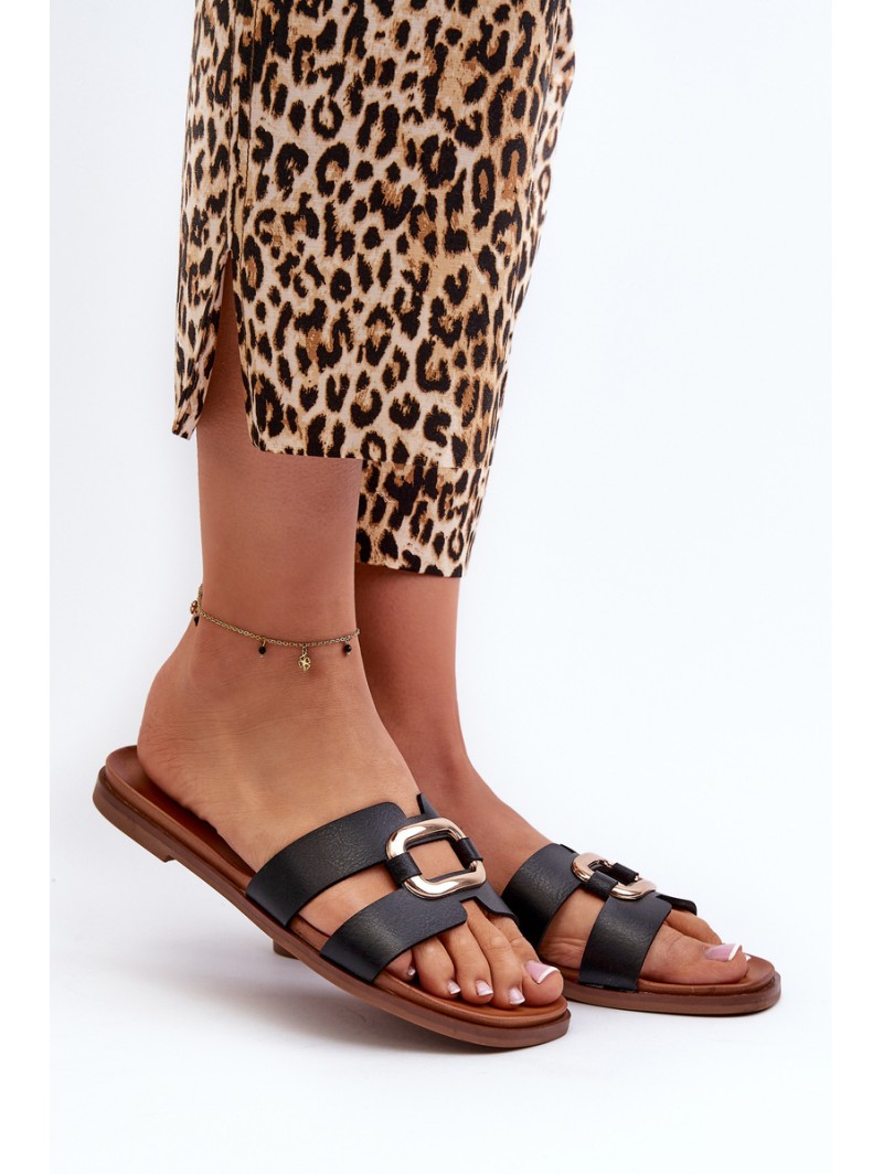 Flat Women's Flip-Flops Made of Eco Leather Sergio Leone SK077H Black