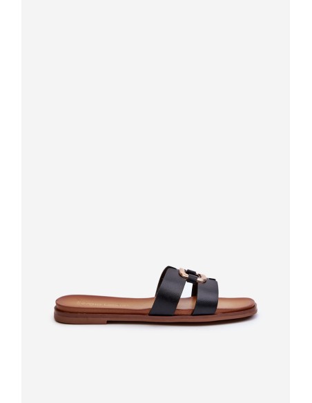 Flat Women's Flip-Flops Made of Eco Leather Sergio Leone SK077H Black