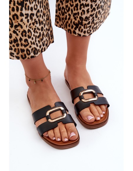 Flat Women's Flip-Flops Made of Eco Leather Sergio Leone SK077H Black