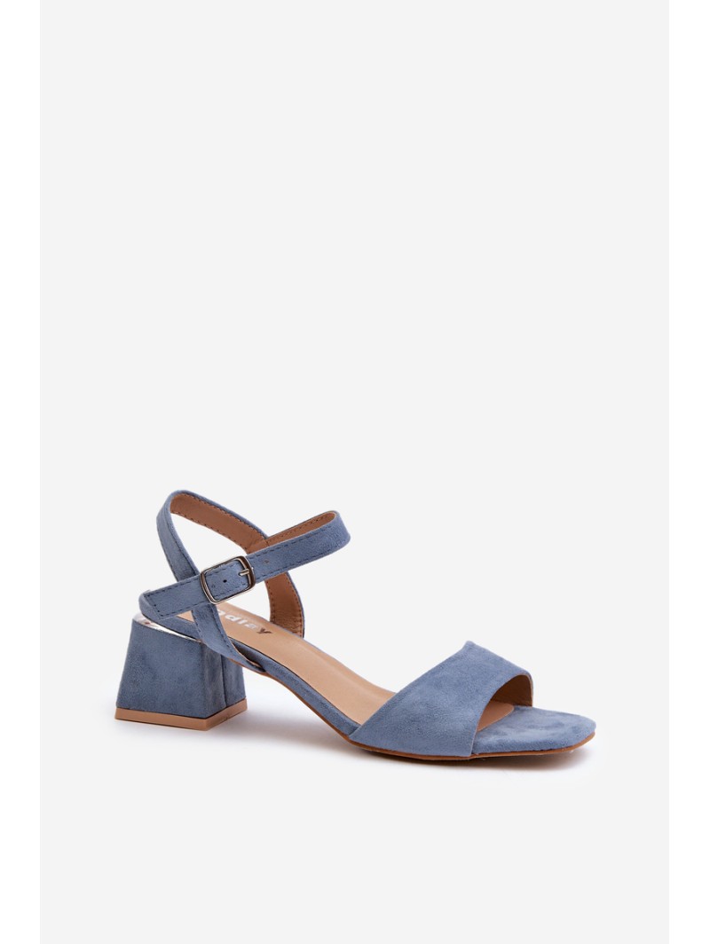 Women's Sandals On Block Heel In Blue Faux Suede Leisha