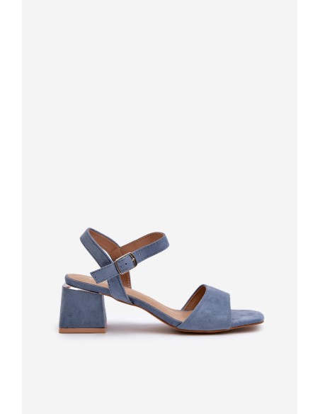 Women's Sandals On Block Heel In Blue Faux Suede Leisha
