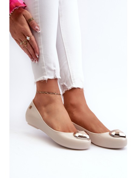 Women's scented ballerina flats with a heart ZAXY NN285009 beige