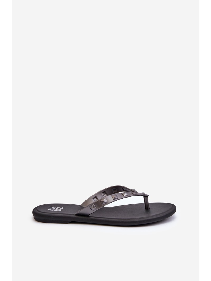 [Flat Flexible Women's Flip-Flops ZAXY JJ285297 Gray-Black]