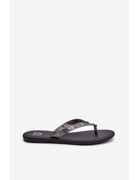[Flat Flexible Women's Flip-Flops ZAXY JJ285297 Gray-Black]