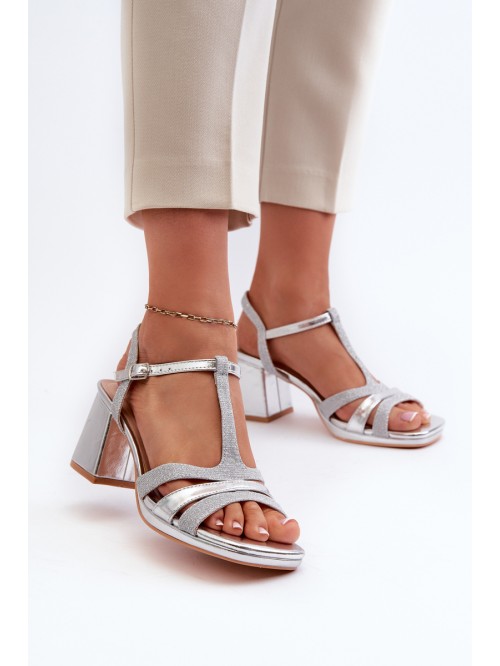 Women's Silver Faux Leather Heeled Sandals Lyana 2
