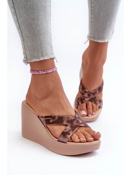 Women's Wedge Sandals 83520 Ipanema High Fashion Slide Fem Beige