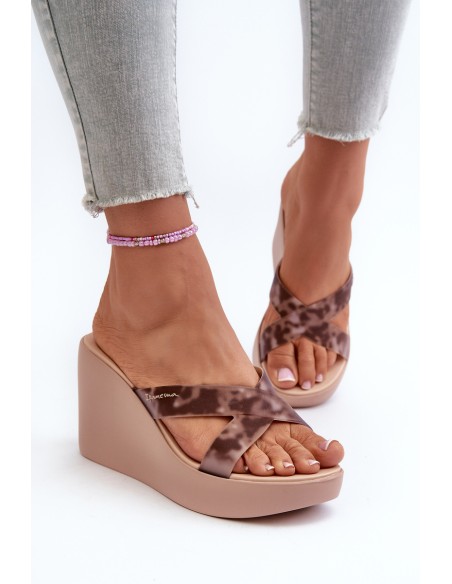Women's Wedge Sandals 83520 Ipanema High Fashion Slide Fem Beige