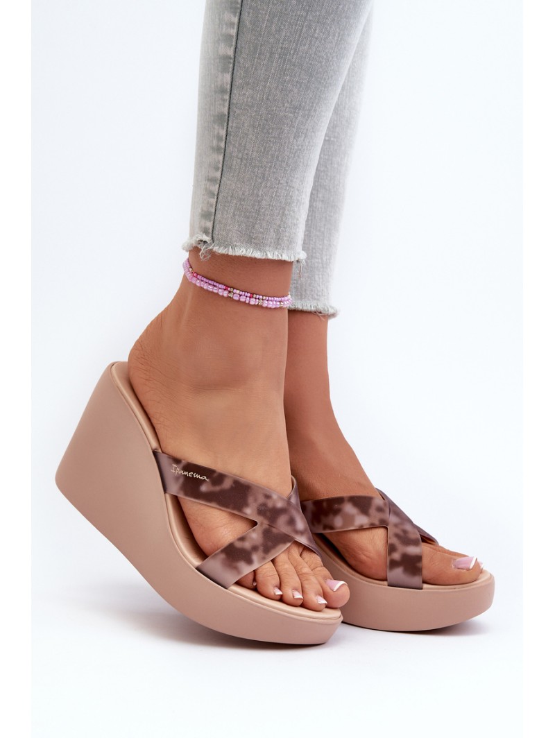 Women's Wedge Sandals 83520 Ipanema High Fashion Slide Fem Beige