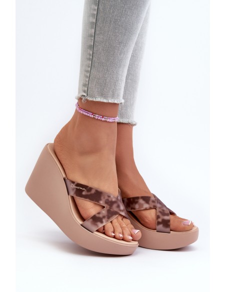 Women's Wedge Sandals 83520 Ipanema High Fashion Slide Fem Beige