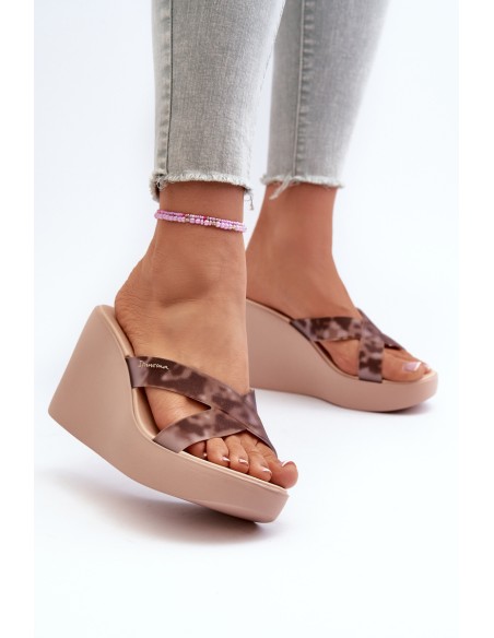 Women's Wedge Sandals 83520 Ipanema High Fashion Slide Fem Beige