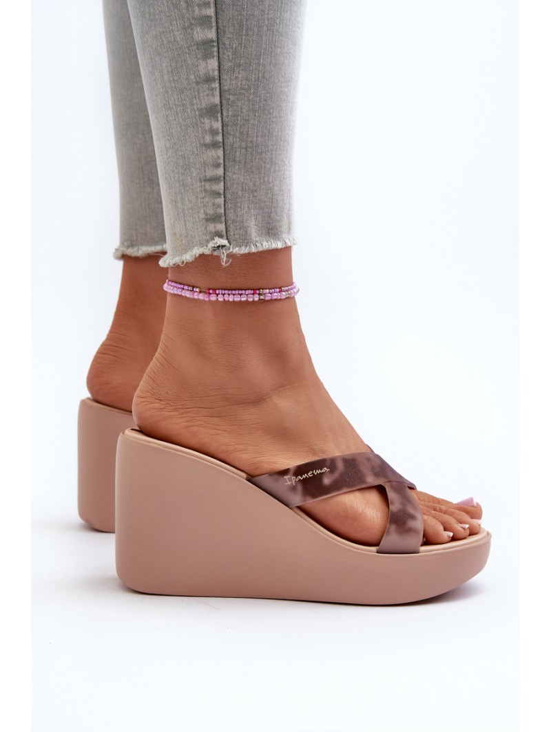 Women's Wedge Sandals 83520 Ipanema High Fashion Slide Fem Beige