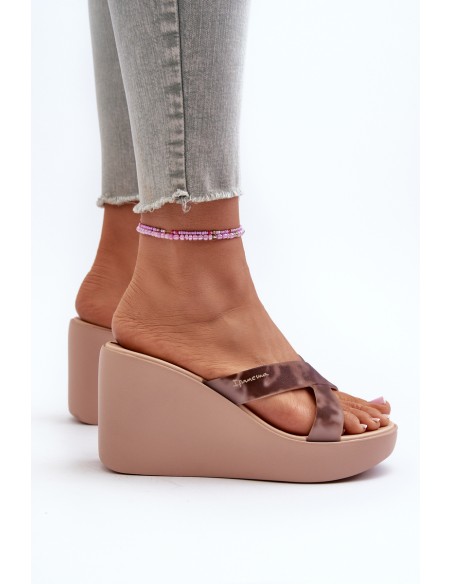 Women's Wedge Sandals 83520 Ipanema High Fashion Slide Fem Beige