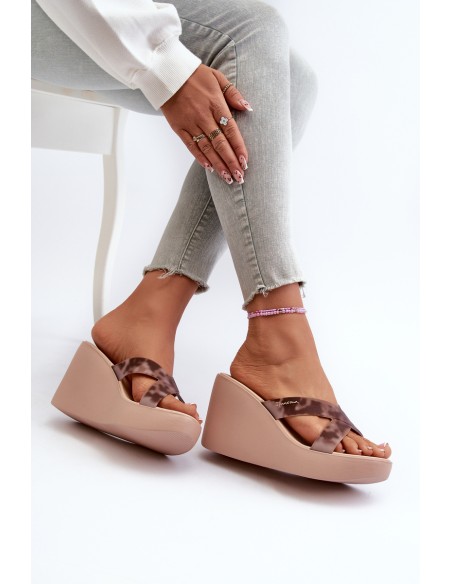 Women's Wedge Sandals 83520 Ipanema High Fashion Slide Fem Beige